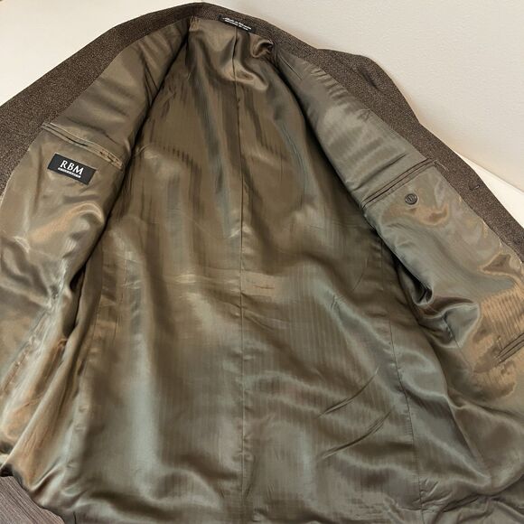 Vtg RBM Mens Size 42L Brown Lambswool Blazer Suit Jacket Sport Coat - Picture 6 of 12